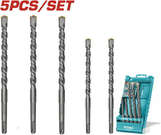 Total Set of 5 Drills with SDS Plus Shank for Masonry