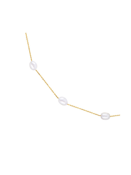 White Pearl Necklace K14 Gold Chain F124247w