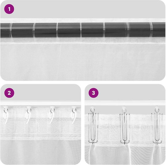 vidaXL Set of Window Curtains with Pencil Pleat Black Voile 140x175cm