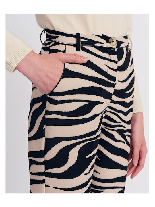 Dama Tesatura Pantaloni cu Croială Dreaptă Negru