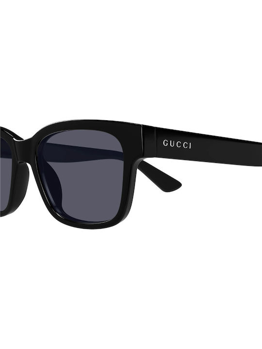 Gucci Unisex Sunglasses With Black Horn-Rimmed Frame And Grey Lens
