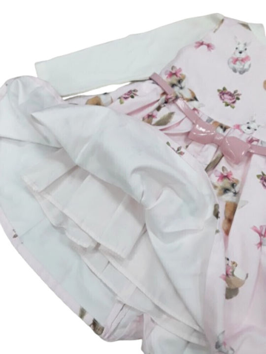 Rochie De Fete Mânecă Lungă Set Cu Accesorii Roz