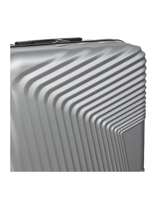 Keskor Large Hard Silver Suitcase With 4 Wheels Height 74cm