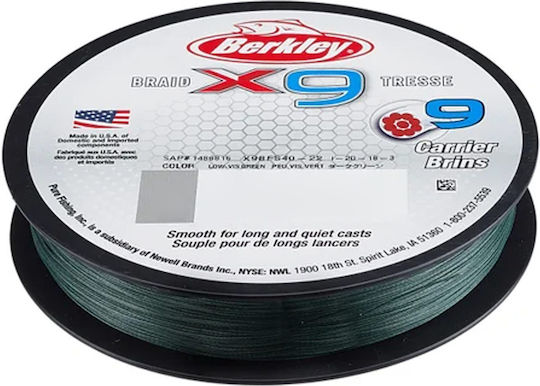 Berkley X9 Geflochtene Schnur Dunkelgrün 0,10mm 9kg 300m