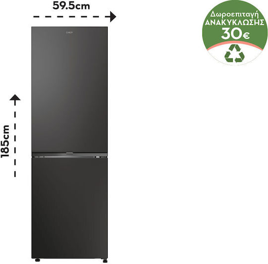 Candy Fridge-Freezer 355lt Total NoFrost H185xW59.5xD66.7cm Gray CNCQ2T618EΒ