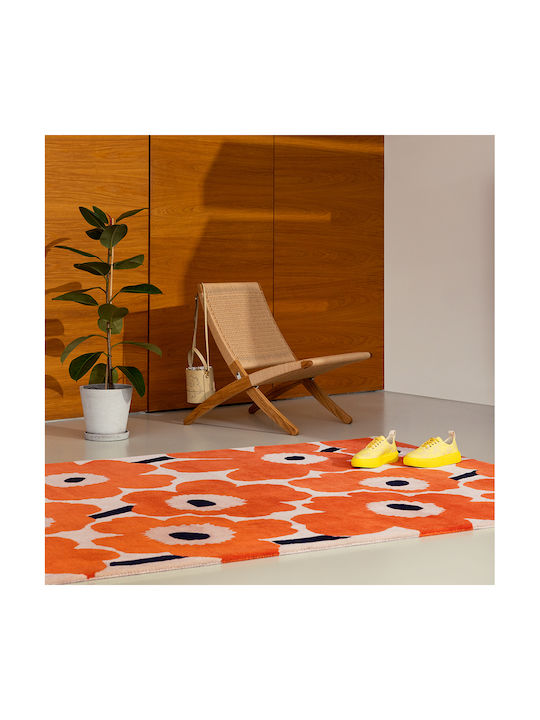 Marimekko Unikko Lucrat manual Covor Rectangular Orange Red