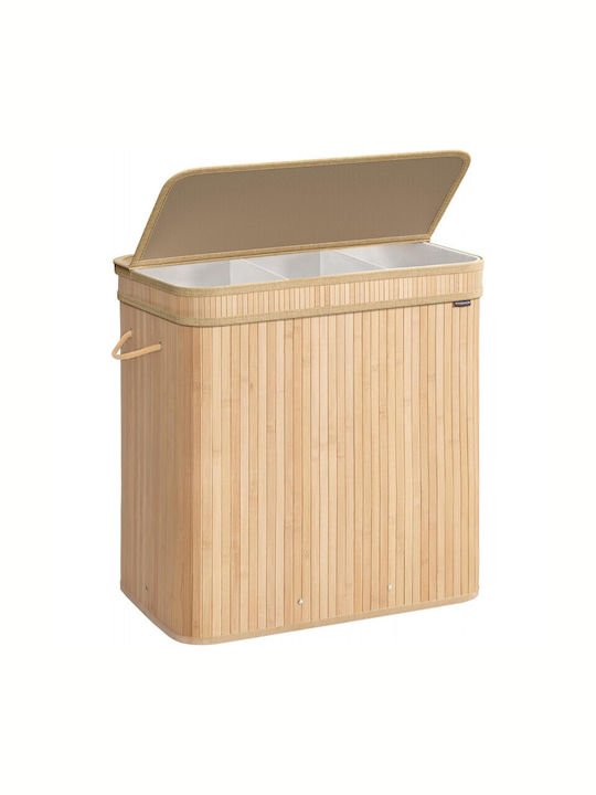 Songmics Wäschekorb Bamboo 150l mit Deckel 41,5x62,5x61cm Beige