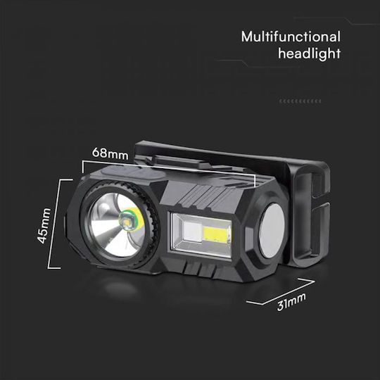 V-TAC Rechargeable Head Flash Light LED IP44 with Maximum Brightness 100lm