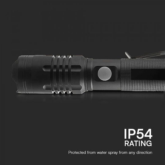 V-TAC Lumină de lucru și de sit, cu baterie Lanternă LED IP54 cu Luminozitate Maximă 1000lm Negru