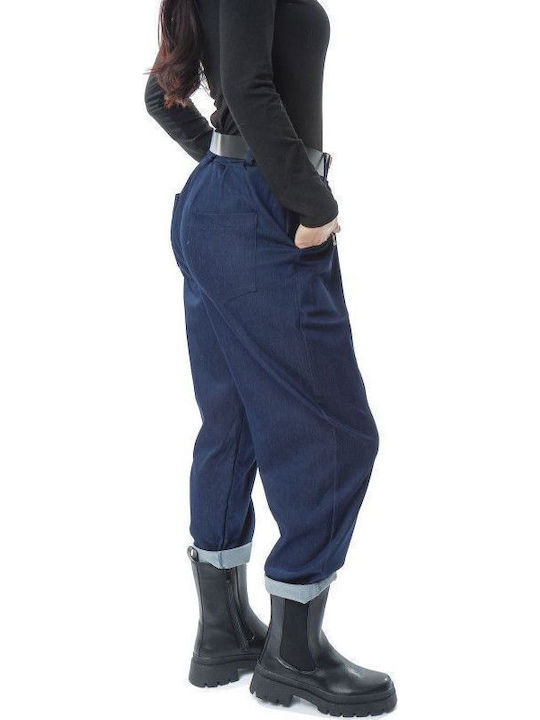 Blaue Stoffhose mit Denim-Look