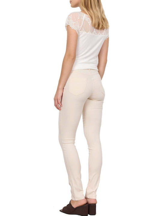 Damen Stoff Hose in Schlanker Passform Ecru