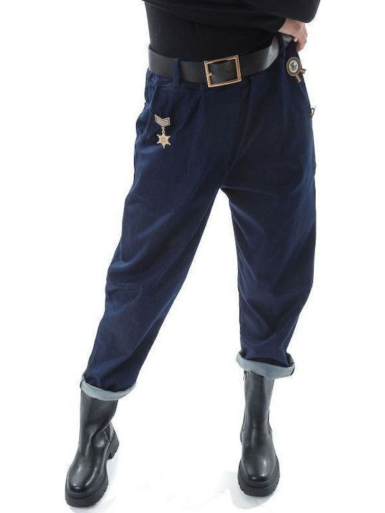 Blaue Stoffhose mit Denim-Look