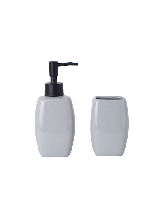 Ceramic Bathroom Accessory Set Gray 2pcs