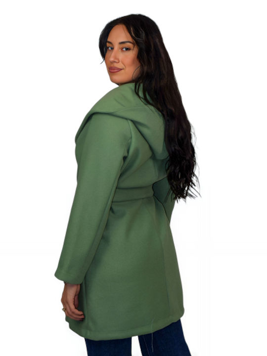 Morena Spain Women's Coat with Belt Green