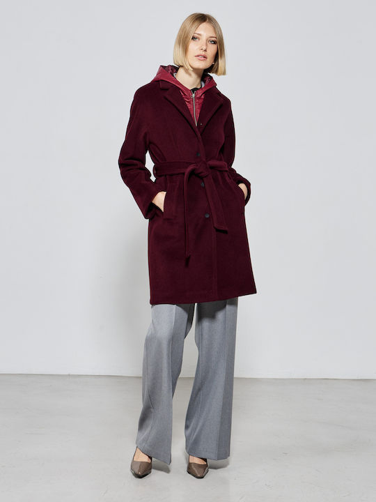 Passager Women's Coat with Buttons Bordeaux