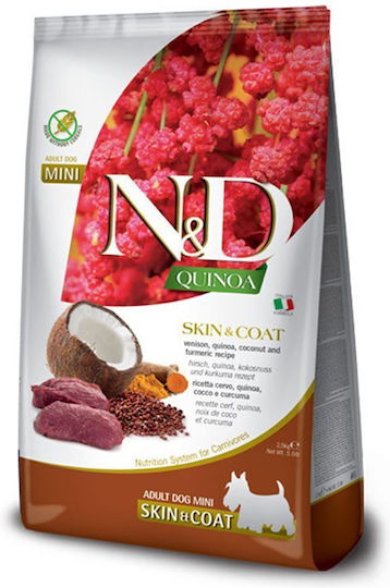 Farmina N&D Quinoa Skin & Coat Adult Mini 2.5kg Dry Food Grain-Free & Gluten-Free for Adult Small Breed Dogs with Deer