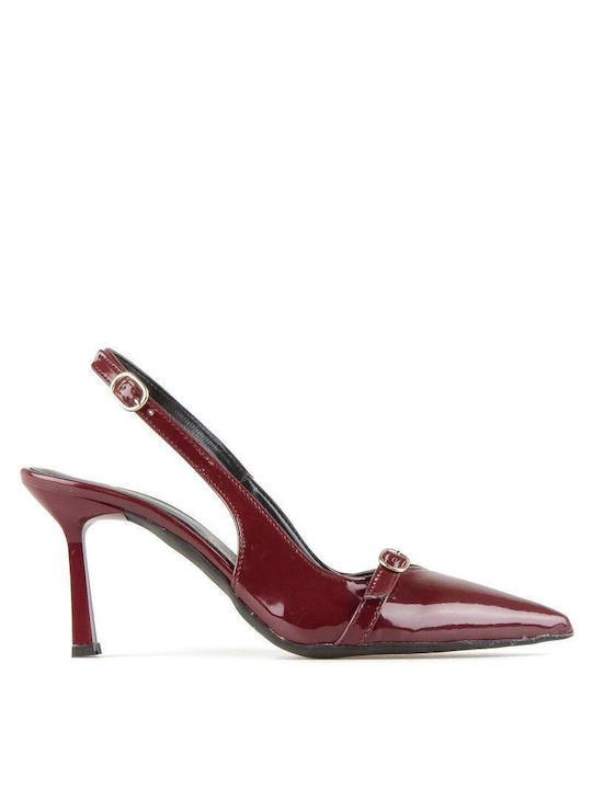 Silia D Pointed Toe Burgundy Heels with Strap