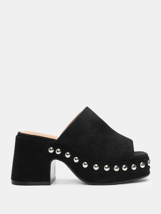 Luigi Heel Mules Black