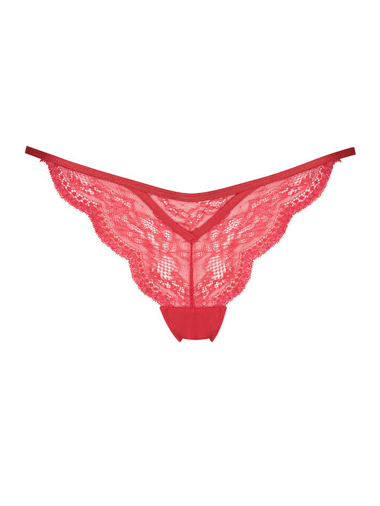 Hunkemöller Damen Zeichenfolge mit Spitze tango red