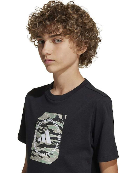 Kinder-T-Shirt Schwarz Camo Box