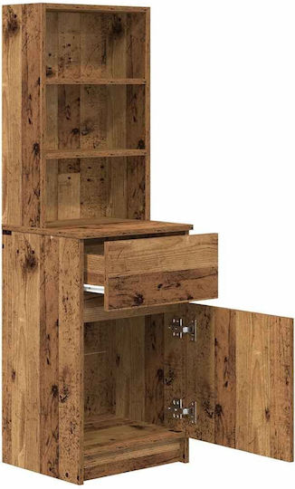 Wooden Bedside Table Old Wood 39x35x125cm
