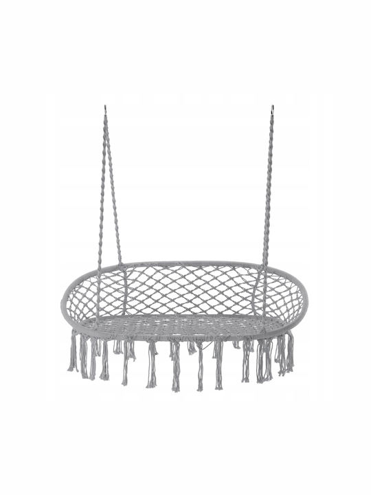 Hängende Garten & Veranda Schaukel mit Kissen 2 Sitze Stoff Gray Belastbarkeit bis 300kg L130xB73xH100cm