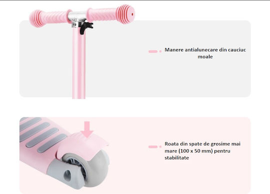 Action One Kids Scooter 3-Wheel with Seat Pink