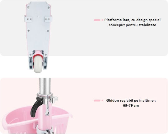 Action One Kids Scooter 3-Wheel with Seat Pink