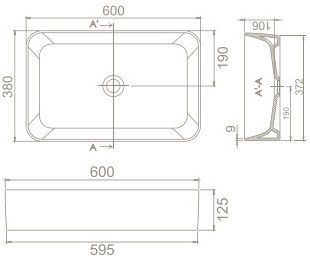 Cerastyle Hera Επικαθήμενος Νιπτήρας Πορσελάνης 60x38x12.5cm