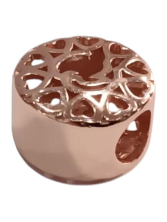 Kalliopi Silver Charm Καρδιά από Ροζ Επιχρυσωμένο Ασήμι Ροζ