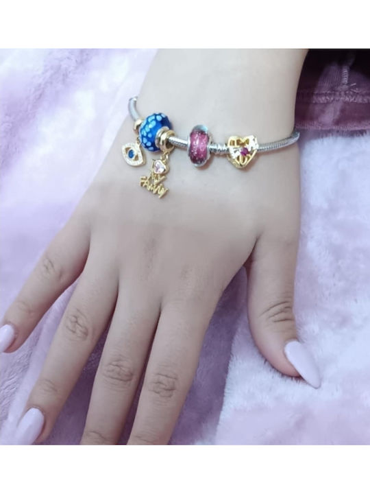Kalliopi Silver Charm Καρδιά από Ροζ Επιχρυσωμένο Ασήμι Ροζ