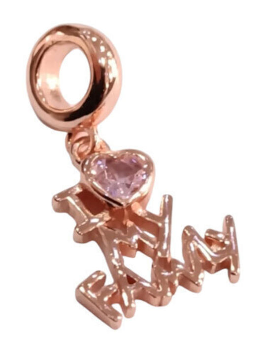 Kalliopi Silver Family Charm in Pink Gold Plated Silver Pink