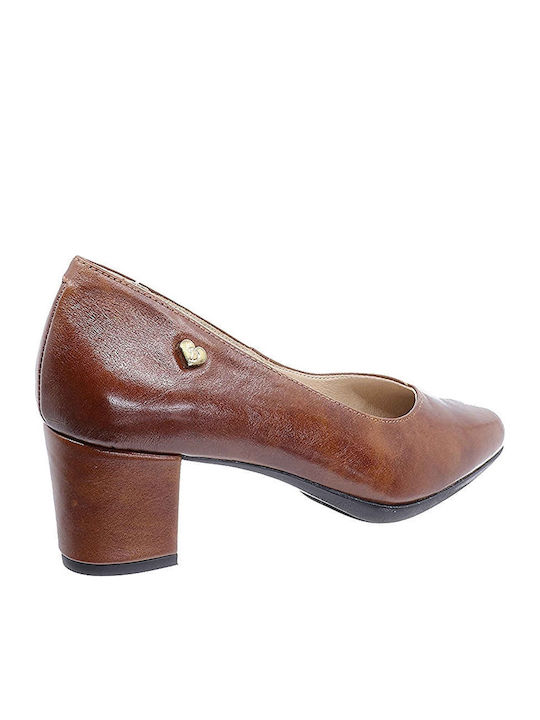 Leder Pumps Tabac Braun