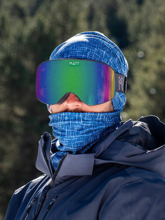 Matt Μάσκα Σκι & Snowboard Ενηλίκων Μαύρη με Φακό σε Πράσινο Χρώμα