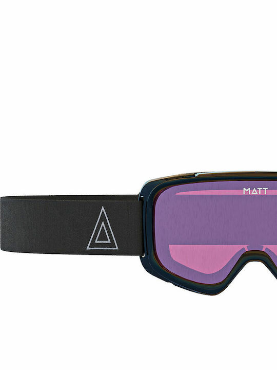 Matt Ski- & Snowboardbrille Erwachsene Schwarz mit Linse in Rosa Farbe