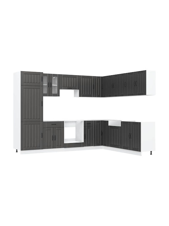 Set Dulapuri de Bucătărie 14 Piese Lucca Negru Lemn Prelucrat Negru 3314982