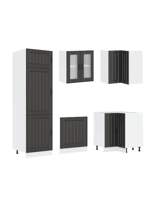 Set Dulapuri de Bucătărie 14 Piese Lucca Negru Lemn Prelucrat Negru 3314982