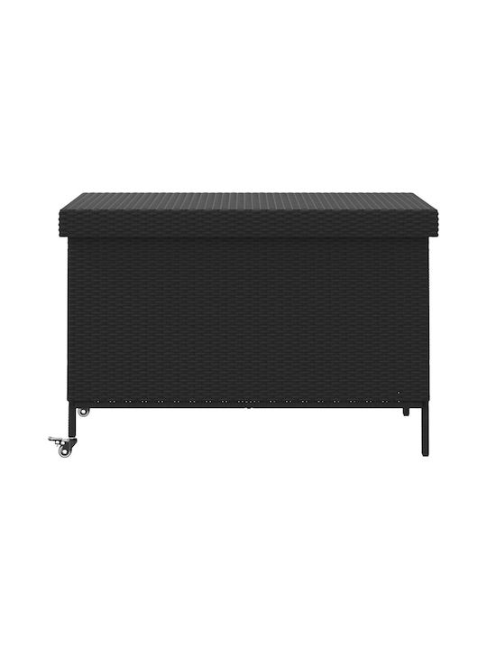 vidaXL Außenlagerbox Rattan Schwarz L110xB55xH73cm