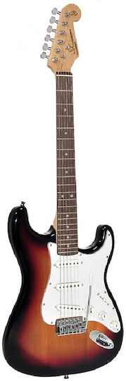 SX Guitars Elektrische Gitarre Stratocaster Braun mit Tasche