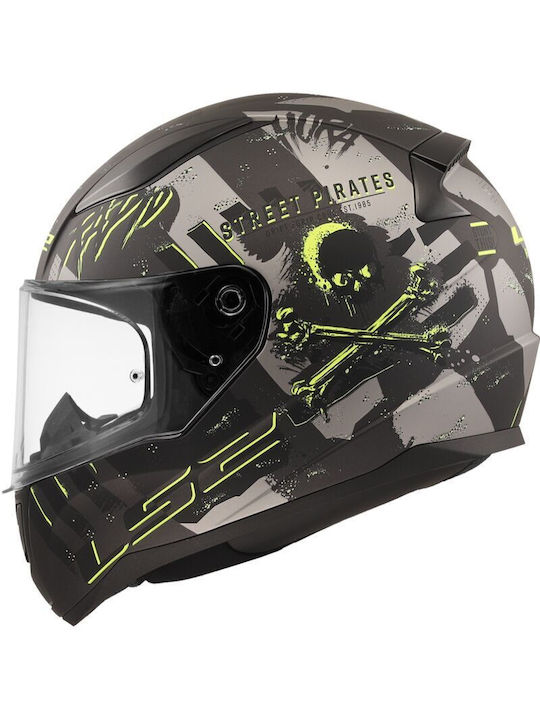 LS2 Rapid II Pirates Hora Matt Titanium Motorcycle Helmet Full Face ECE 22.06 1300gr