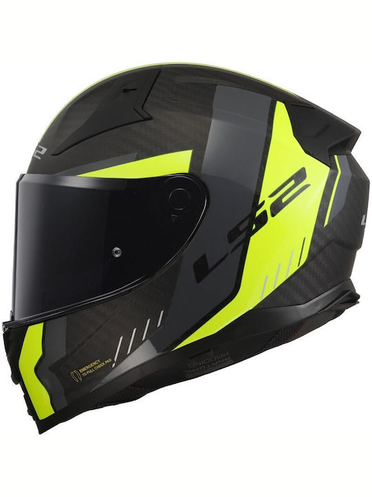 LS2 FF811 Vector II Carbon Grid Matt H-V Yellow Motorcycle Helmet Full Face ECE 22.06 1300gr with Pinlock and Sunvisor