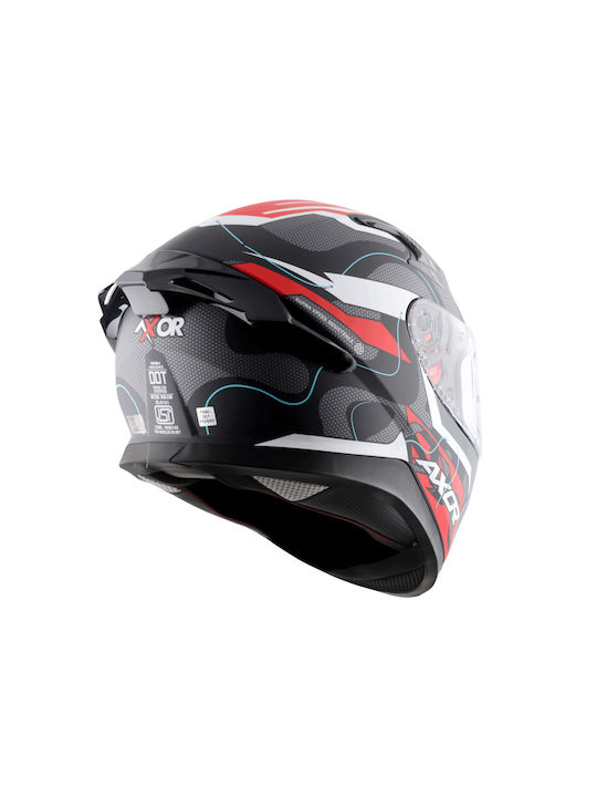 Axor Apex Turbine Black/Red/Grey Motorcycle Helmet Full Face ECE 22.06 1600gr with Pinlock and Sunvisor