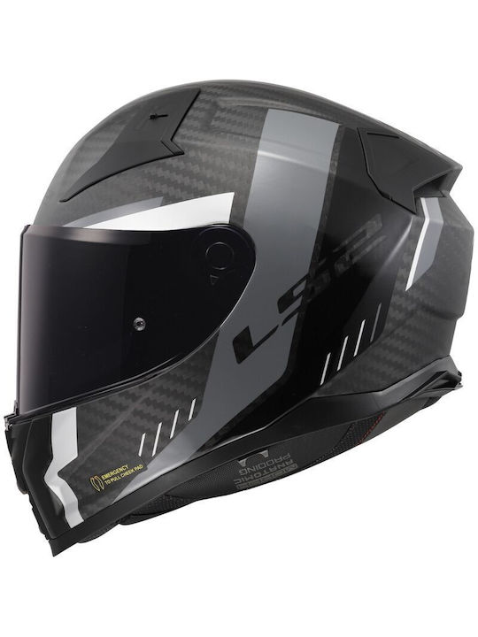 LS2 Vector II FF811 Carbon Grid Matt Black Grey Cască Moto Față întreagă ECE 22.06 1300gr cu Pinlock și Sunvisor