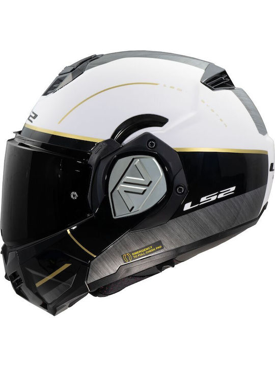 LS2 FF906 Advant Iron Matt White Black Jeans Motorcycle Helmet Modular ECE 22.06 1650gr with Sunvisor