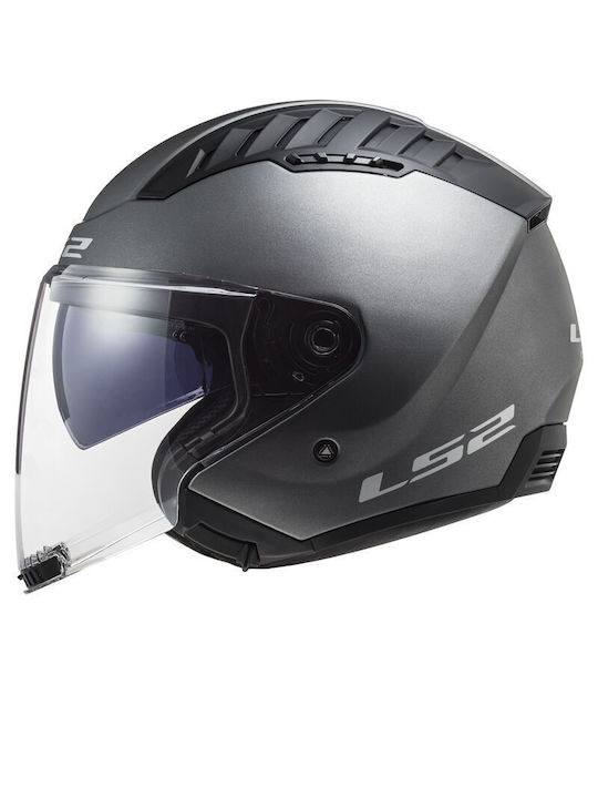 LS2 Copter II OF600 Matt Titanium Motorcycle Helmet Jet ECE 22.06 1200gr with Sunvisor