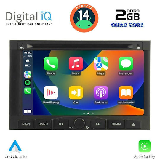 Digital IQ Car Audio System for Peugeot 3008 / Expert Citroen Berlingo 2009-2016 (Bluetooth/USB/AUX/WiFi/GPS/Apple-Carplay/Android-Auto) with Touch Screen 7"