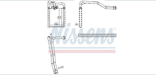 Heater Heat Exchanger Cabin Aluminum Hyundai I20 I 1.1d-1.6d 08.08-12.15 Height 145mm Width 195mm Thickness 16mm Nissens