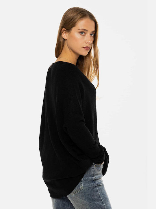 Damen Pullover mit V-Ausschnitt Black
