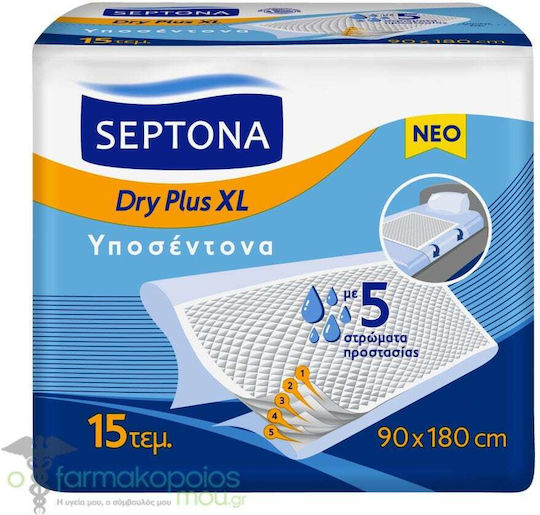 Septona Dry Plus Incontinence Underpads with 5 Protection Layers 90x180cm 15pcs