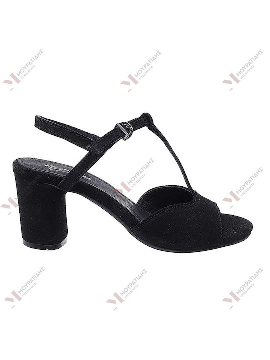 Remake Leder Damen Sandalen Anatomisch in Schwarz Farbe